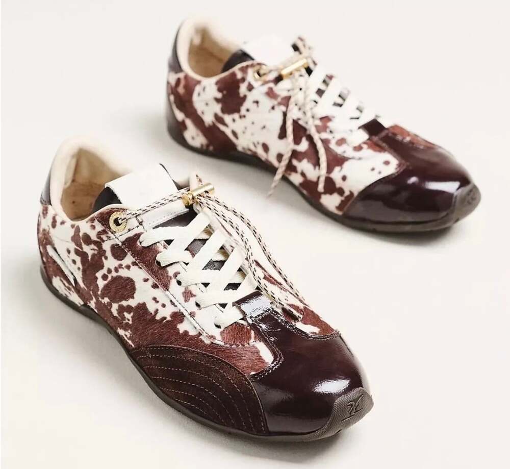 NWOB Bronx Myr-aa Cow Print Patent Leather Low Top Sneakers EU 41 US 10